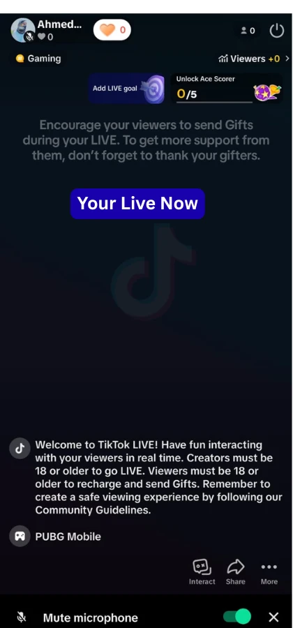 Go live on TikTok by tapping the 'Go Live' button – final step to launch your live broadcast
