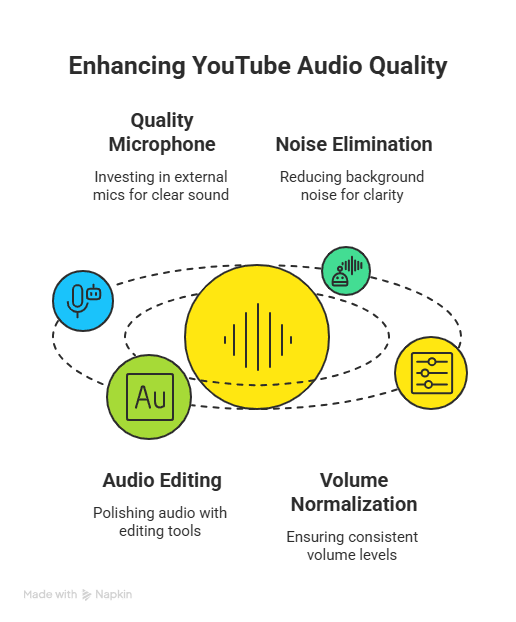 Visual showing how YouTube audio quality affects audience satisfaction and watch time.