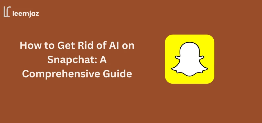 How to get rid of AI on Snapchat guide with Snapchat logo and step-by-step instructions graphic.