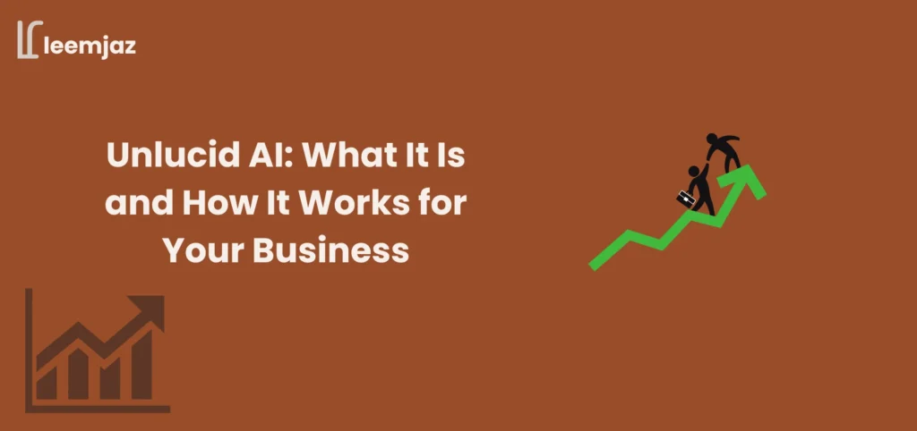 Unlucid AI: What it is and how it works for your business – growth concept illustration with upward arrow and teamwork support.