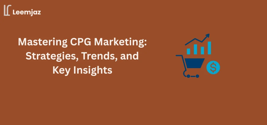 Mastering CPG Marketing: Strategies, Trends, and Key Insights with an icon representing e-commerce growth, including a shopping cart, a bar chart, and a dollar sign.