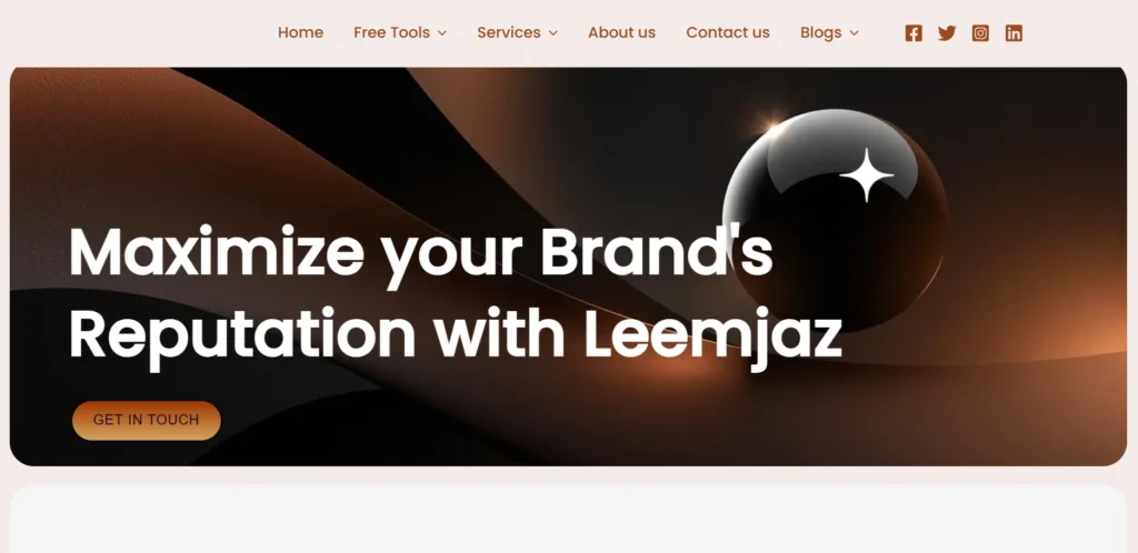 Leemjaz Digital Marketing Agency homepage showcasing Facebook Ads and custom AI marketing tools.