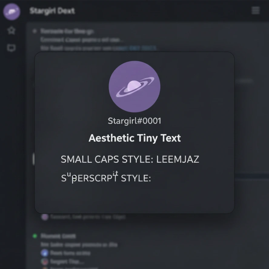 Small text Discord tiny text generator preview showing aesthetic subtext, superscript, and small caps text styles.