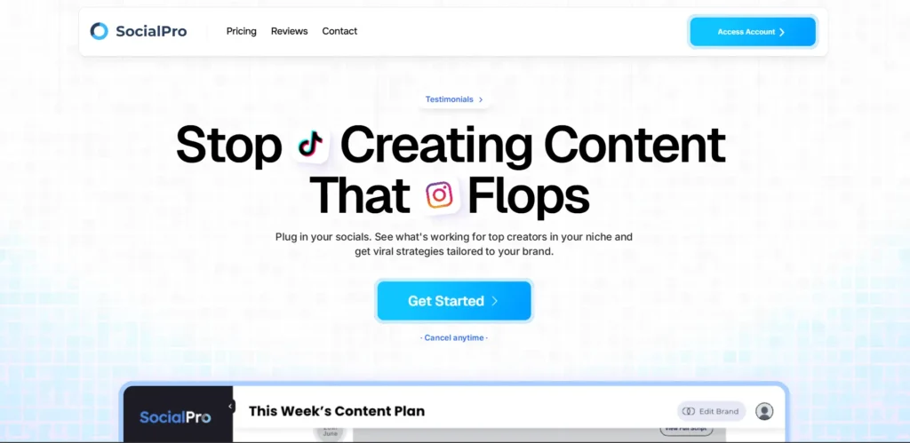 SocialPro Marketing site showing enterprise-level Facebook Ads and lead generation campaign results.