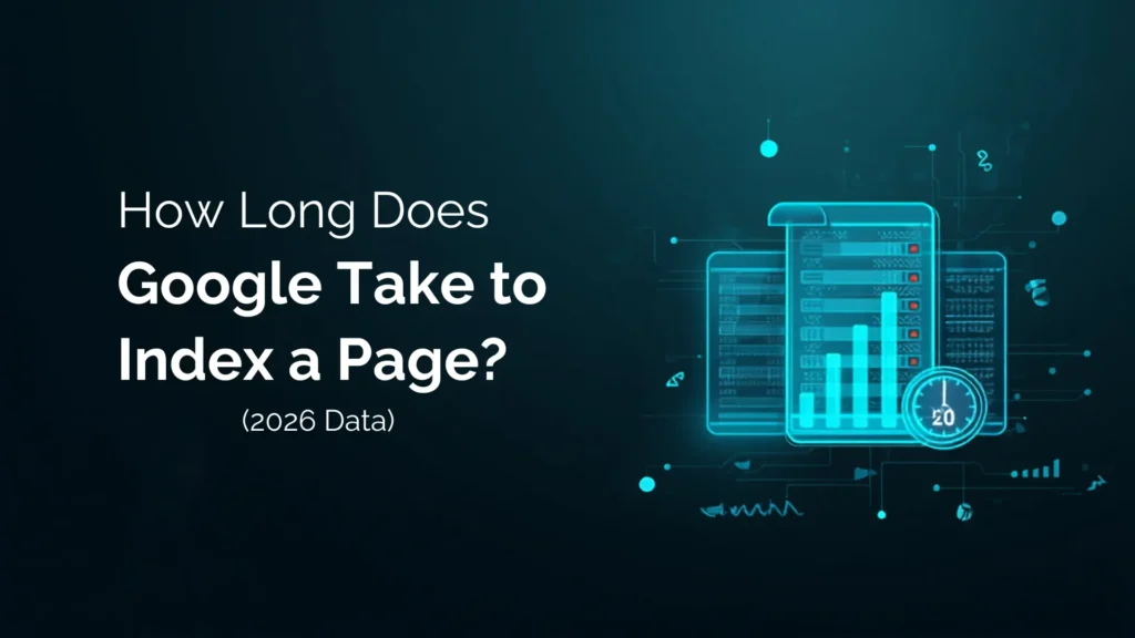A sleek dark teal gradient tech graphic displaying search index metrics and a clock icon. Optimized by Leemjaz digital marketing agency to highlight data-driven SEO services and digital marketing services.