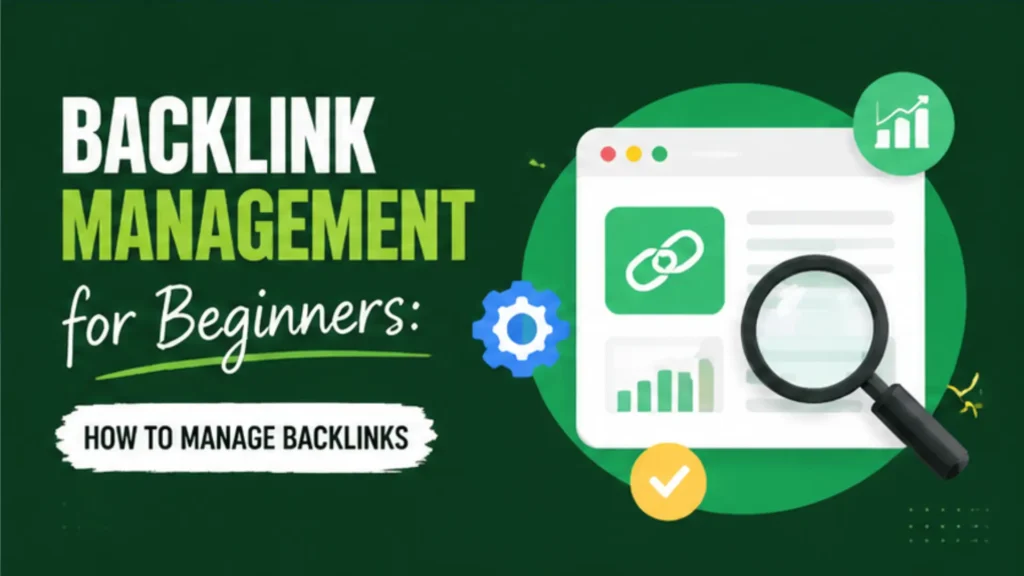 Backlink management dashboard showing analytics, link tracking, and SEO optimization tools for beginners.