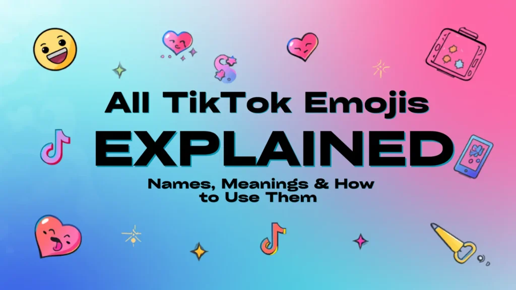 A vibrant, pink-to-blue gradient banner illustrating hidden TikTok emoji meanings and usage, presented by Leemjaz digital marketing agency to support social media growth alongside advanced SEO services and digital marketing services.