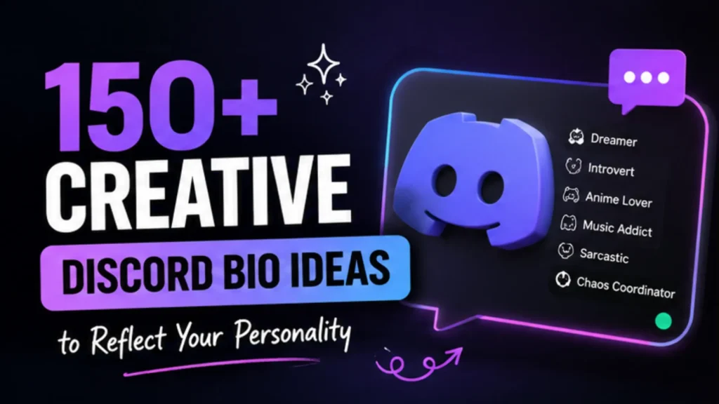 150+ creative Discord bio ideas for personality reflection and branding inspiration with modern UI design by Leemjaz digital marketing agency.