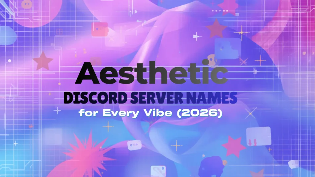 A neon purple and pink vaporwave digital banner for aesthetic Discord server names in 2026, optimized by Leemjaz digital marketing agency to promote high-quality SEO services and comprehensive digital marketing services.