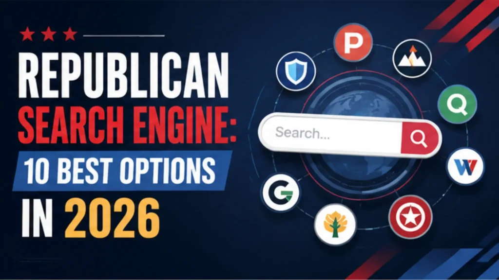 Eye-catching blog featured image displaying Republican search engine icons, search interface, and digital marketing visuals designed by Leemjaz for SEO and content marketing.