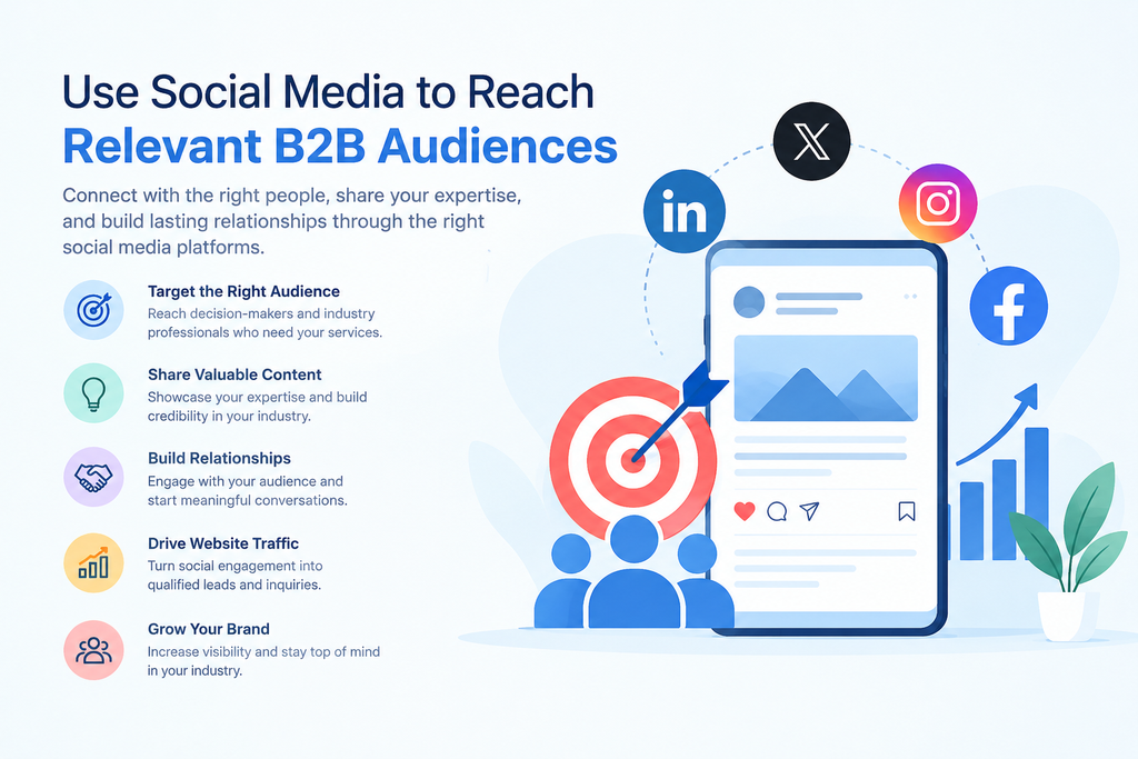 How small businesses can use social media to reach relevant B2B audiences through targeted marketing, valuable content, relationship building, website traffic, and brand awareness.
